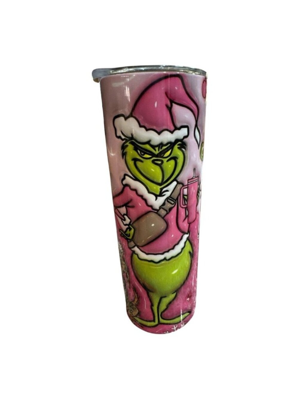 Grinch-Inspired Pink Christmas Tumbler With Lid - BPA Free - 20 Oz Stainless Ste